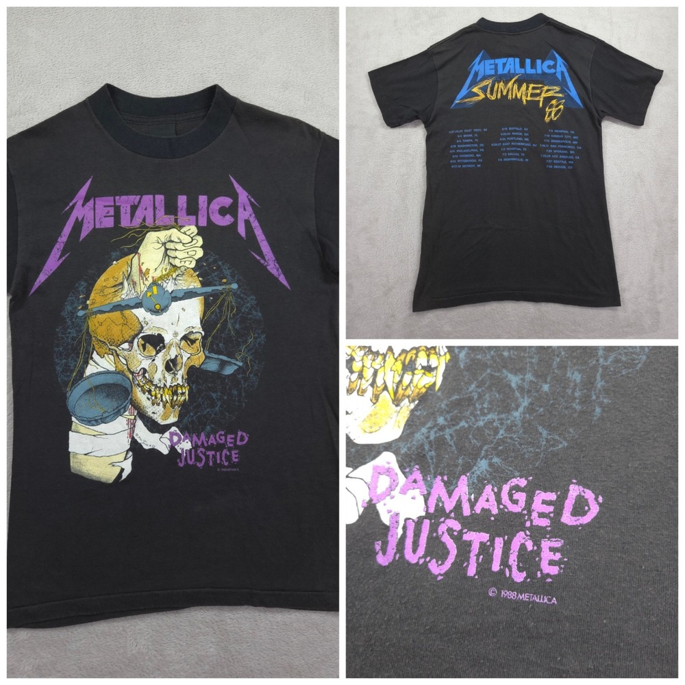 Vintage 1988 Metallica T Shirt Mens Small Damaged Justice Pushead